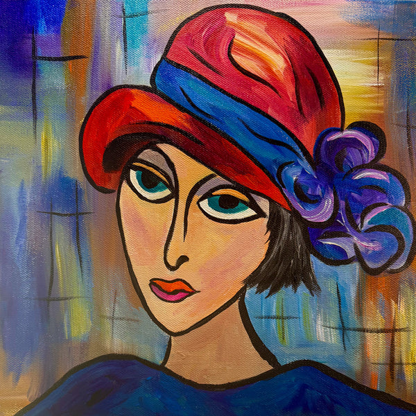 Pop Art Penelope Original Painting on 12" x 12" gallery wrap canvas