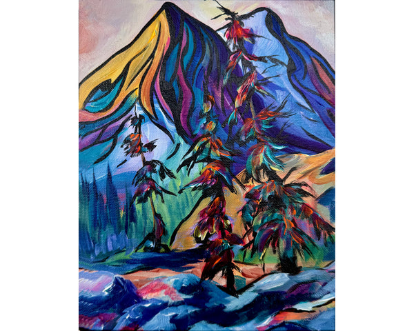 "Resilience" Original acrylic painting in a gorgeous 11" x 14" antique gold and matted frame