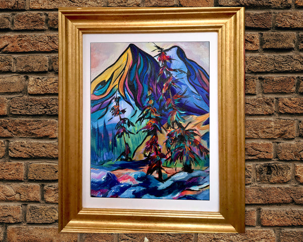 "Resilience" Original acrylic painting in a gorgeous 11" x 14" antique gold and matted frame