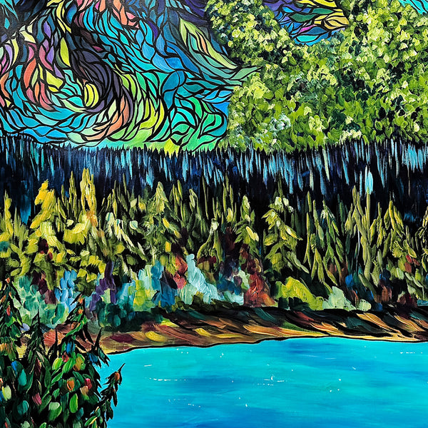 Large Original 44" x 36" Mount Rundle and Vermilion Lakes in Banff on Un-stretched Canvas