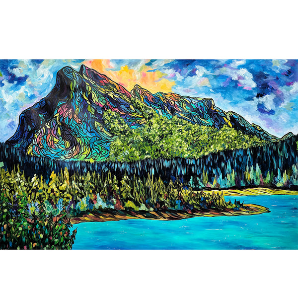 Large Original 44" x 36" Mount Rundle and Vermilion Lakes in Banff on Un-stretched Canvas