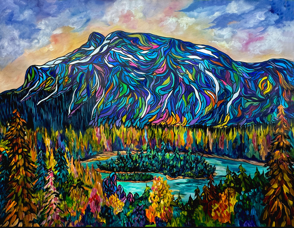 Large Commission of the Hoodoos Lookout in Banff National Park 36" x 48"