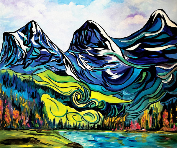 Three Sisters Mountains Landscape 60" x 40" Commission