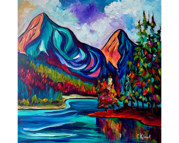 Magical Spirit Island Original 14" x 14" Painting on Gallery Wrap Canvas