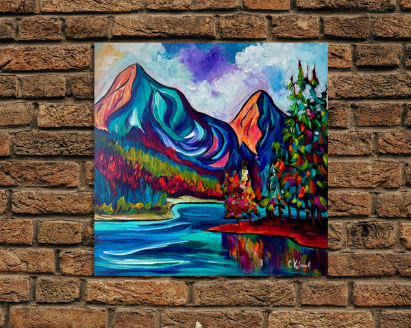 Magical Spirit Island Original 14" x 14" Painting on Gallery Wrap Canvas