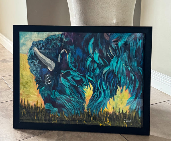 Spirit of the Plains Original Buffalo Painting on 18" x 24" Canvas — Framed