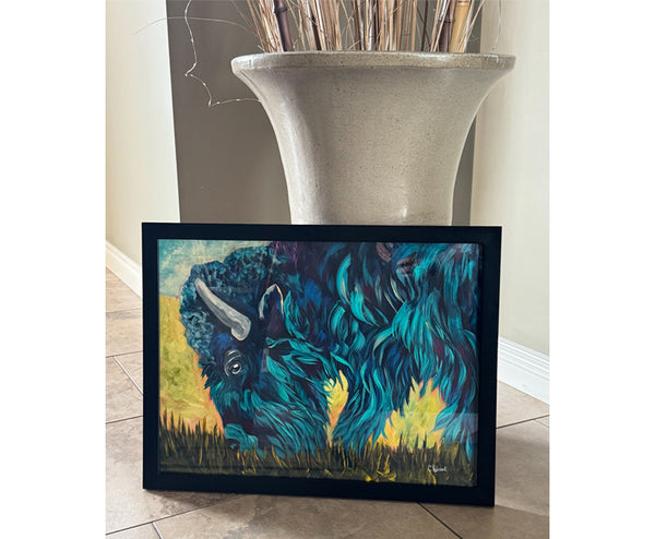 Spirit of the Plains Original Buffalo Painting on 18" x 24" Canvas — Framed