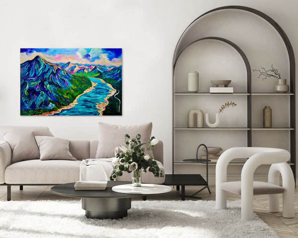 A Bird’s Eye View of Spray Lakes – Original Acrylic Painting