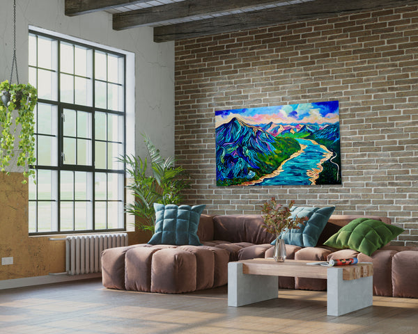 A Bird’s Eye View of Spray Lakes – Original Acrylic Painting