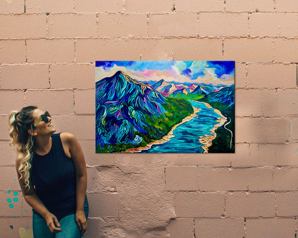 A Bird’s Eye View of Spray Lakes – Original Acrylic Painting