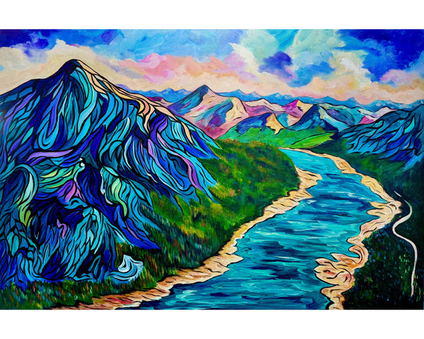 A Bird’s Eye View of Spray Lakes – Original Acrylic Painting