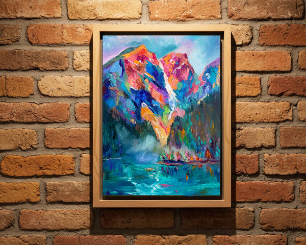 The Fog is Lifting on Moraine Lake Original Oil Painting on 24" x 36" gallery wrap canvas