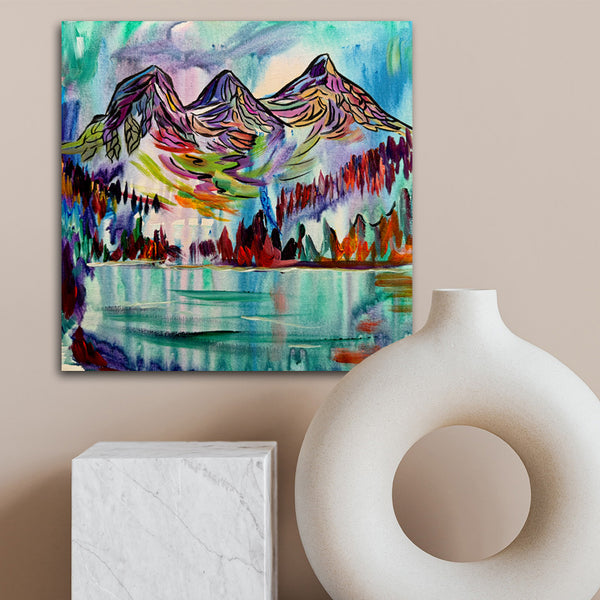 The Whimsical Three Original 12" x 12" Abstract Landscape Painting