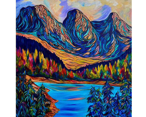 Canmore's Sisters — Original Acrylic on 36" x 36" Gallery Wrap Canvas