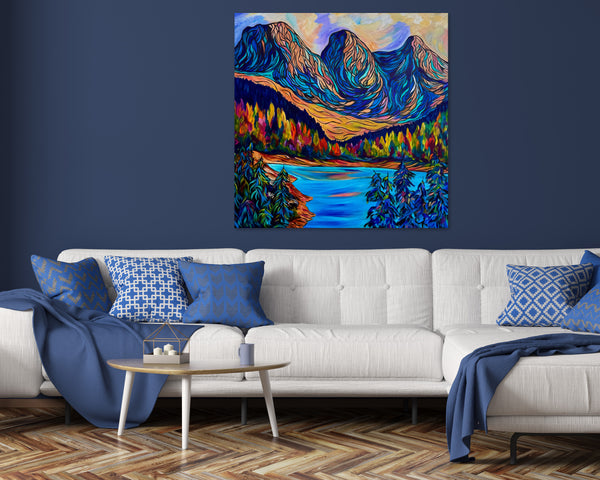 Canmore's Sisters — Original Acrylic on 36" x 36" Gallery Wrap Canvas