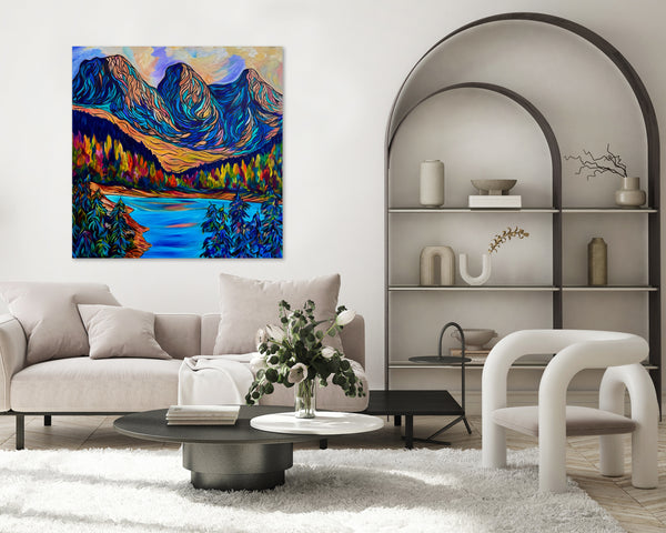 Canmore's Sisters — Original Acrylic on 36" x 36" Gallery Wrap Canvas
