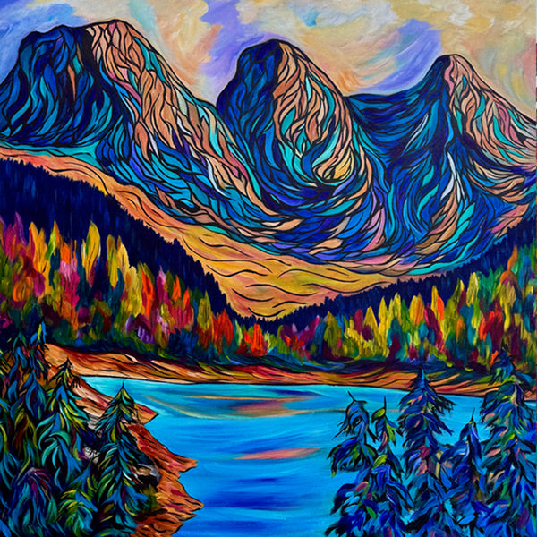 Canmore's Sisters — Original Acrylic on 36" x 36" Gallery Wrap Canvas