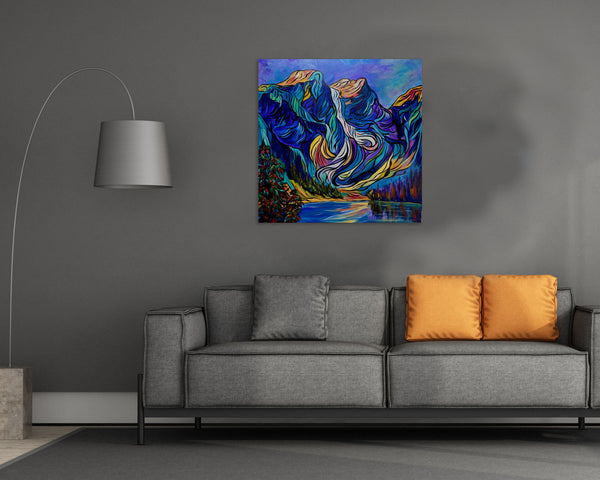 Three Beauties at Moraine Lake Original Painting on 24" x 24" Gallery Wrap Canvas