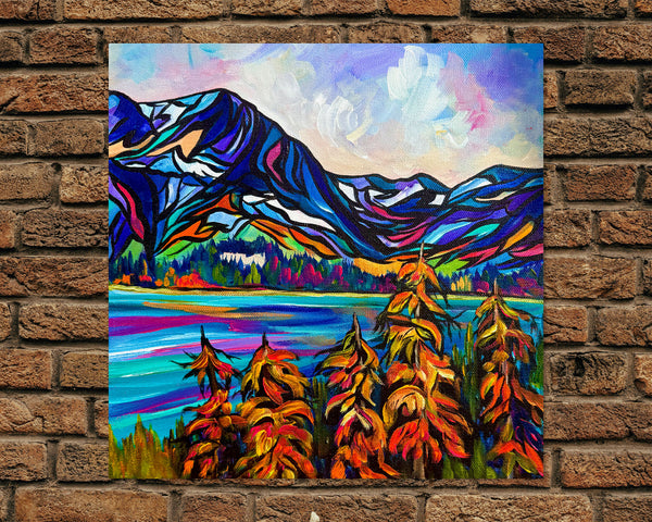 Where the Mountains Meet the Sky at Upper Kananaskis Lake 12" x 12" Gallery Wrap Canvas