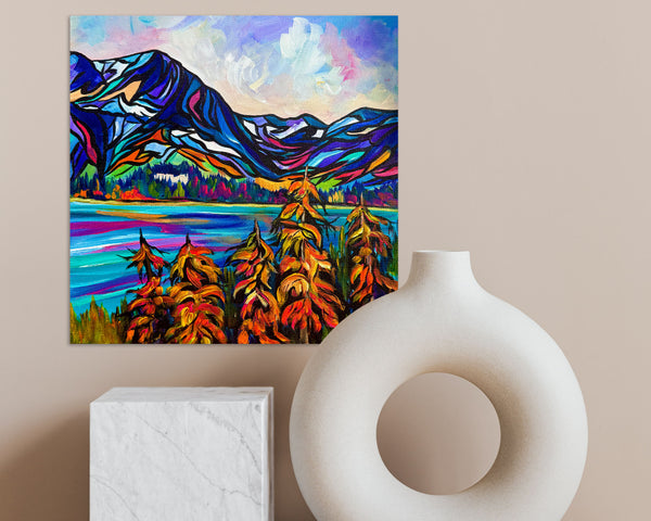 Where the Mountains Meet the Sky at Upper Kananaskis Lake 12" x 12" Gallery Wrap Canvas