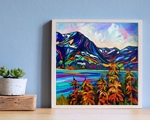 Where the Mountains Meet the Sky at Upper Kananaskis Lake 12" x 12" Gallery Wrap Canvas