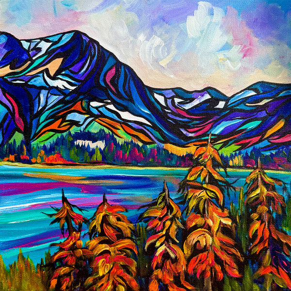 Where the Mountains Meet the Sky at Upper Kananaskis Lake 12" x 12" Gallery Wrap Canvas