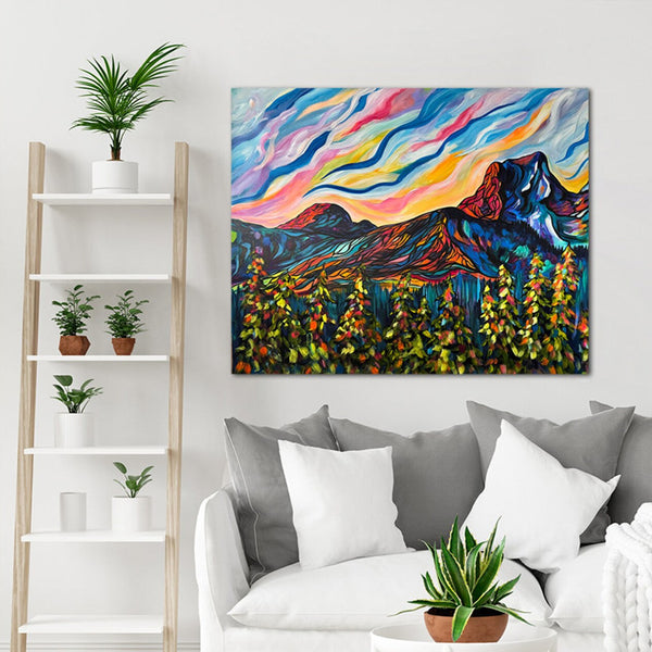 Wake Up Sleepy Sister Large Original on UN-STRETCHED CANVAS