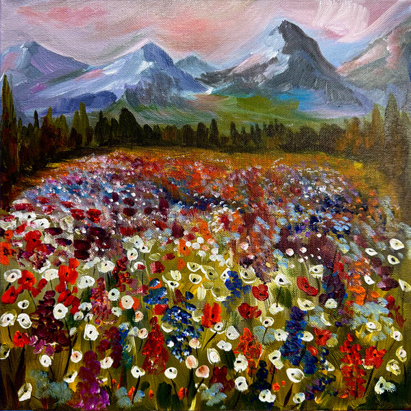 Where Wildflowers Dream Original Acrylic 12" x 12" Gallery Wrap