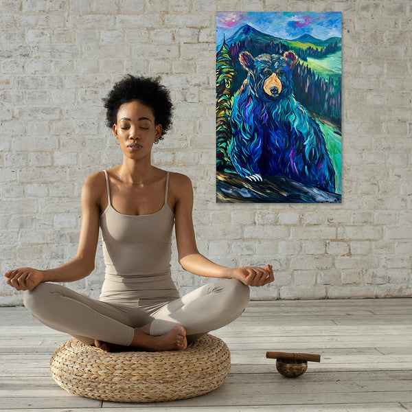 A Mystic Gaze original expressionist bear painting on 24" x 36" gallery wrap canvas