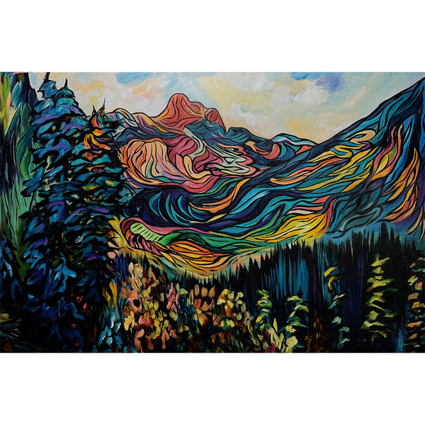 Cathedral's Splendour original Rocky Mountain painting on 24" x 36" gallery wrap canvas