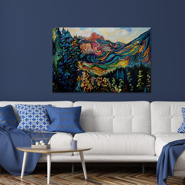 Cathedral's Splendour original Rocky Mountain painting on 24" x 36" gallery wrap canvas