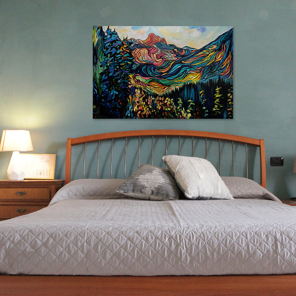 Cathedral's Splendour original Rocky Mountain painting on 24" x 36" gallery wrap canvas