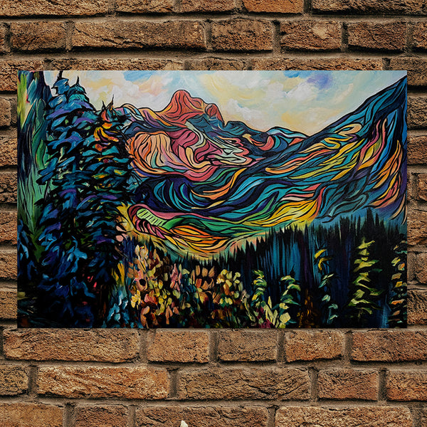 Cathedral's Splendour original Rocky Mountain painting on 24" x 36" gallery wrap canvas