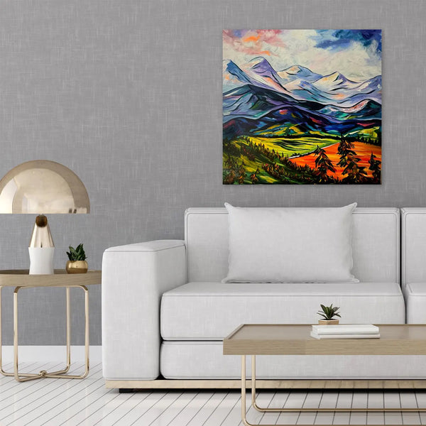 Escape to the Rockies 20" x20" Gallery Wrap Canvas is perfect for a cozy home decor