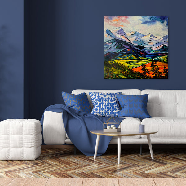 Escape to the Rockies 20" x20" Gallery Wrap Canvas is perfect for a cozy home decor