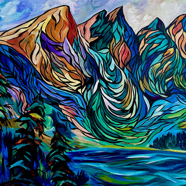 True North Strong and Beautiful Original Painting on 32" x 22" Gallery Wrap Canvas