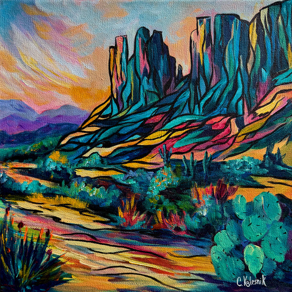 "Off the Grid" Originally in the Southwest Square Foot Show 12" x 12" on gallery wrap canvas