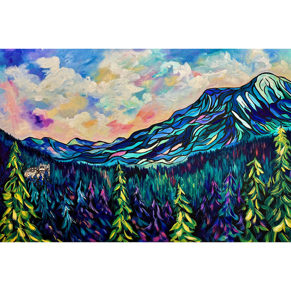 Calgary Foothills painting with Mountains in the background