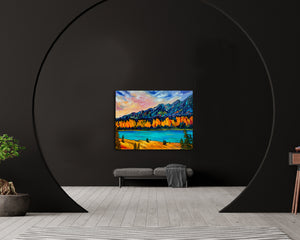 Large Affordable Original Painting of the Bow River Valley on Un-stretched, Unframed 48" x 36" Canvas
