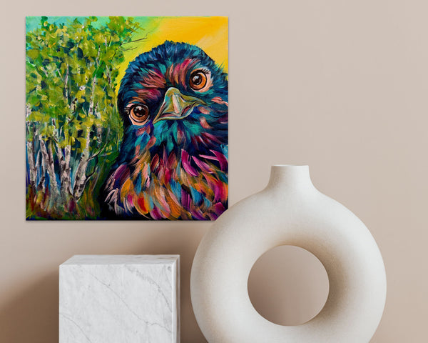 Baby Robin Riley Original painting on 10" x 10" gallery wrap canvas