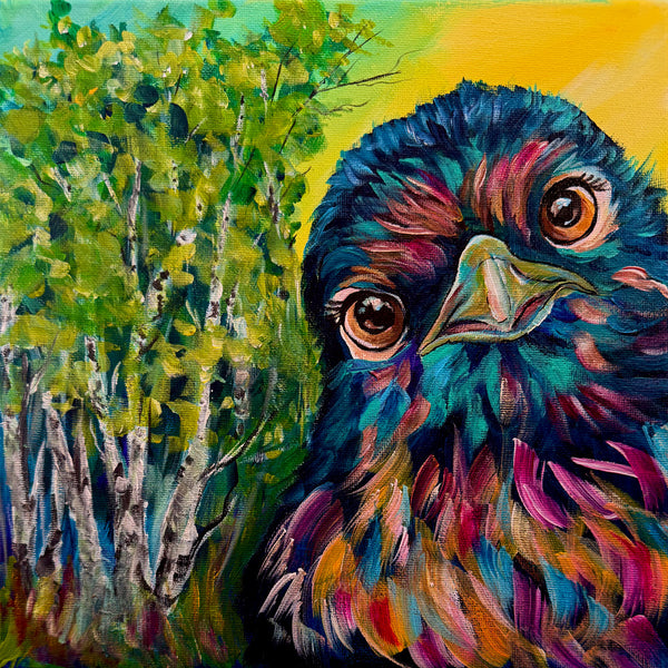 Baby Robin Riley Original painting on 10" x 10" gallery wrap canvas