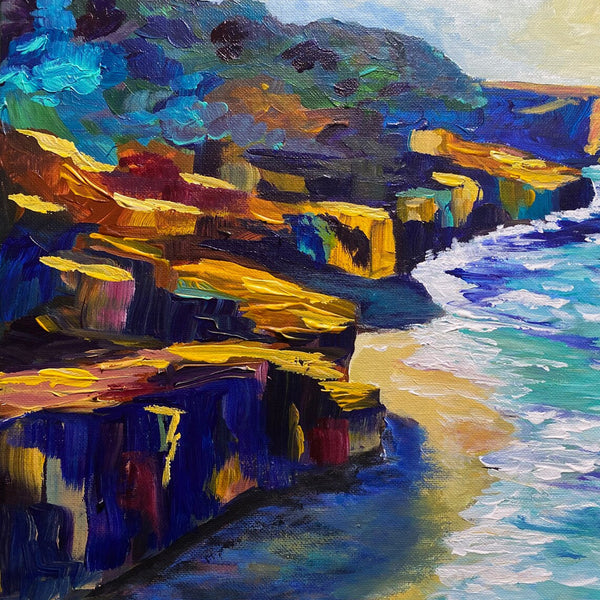 Oceanside California Coast sparkling in the golden sunset 16" x 11"