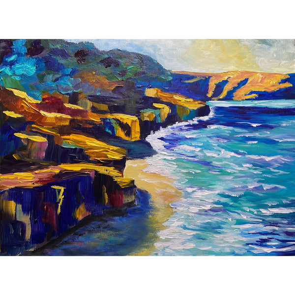 Oceanside California Coast sparkling in the golden sunset 16" x 11"