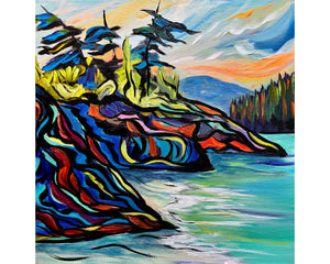 Beautiful small painting of Cape Scott along the coast of Vancouver Island.