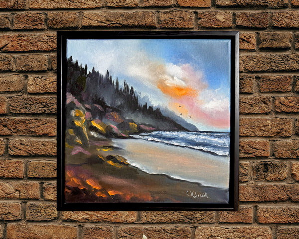 Coastal Bliss | Original Oil Painting | 10" x 10" Gallery Wrap in a floating wood frame