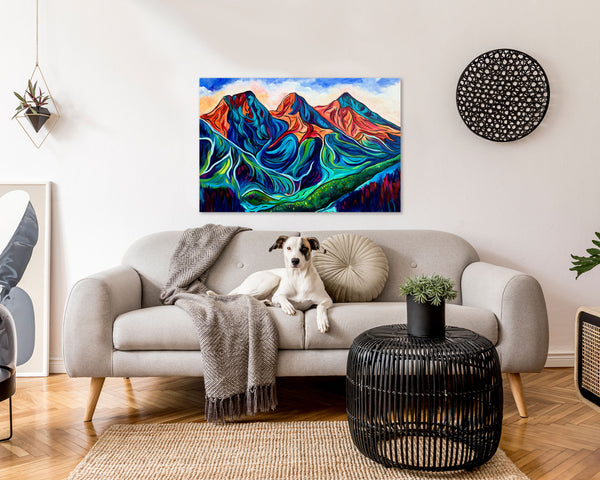 For the Love of Sisters Original Three Sisters Mountains in Canmore | Acrylic on 24" x 36" gallery wrap canvas