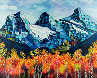 Canadian painter CharkoleDesigns Three Sisters abstract landscape painting 