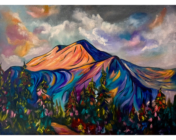 Light Finds the Peak | Original Oil Painting | 18" x 24" Gallery Wrap Canvas