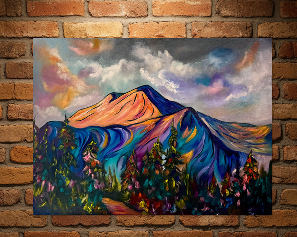 Light Finds the Peak | Original Oil Painting | 18" x 24" Gallery Wrap Canvas