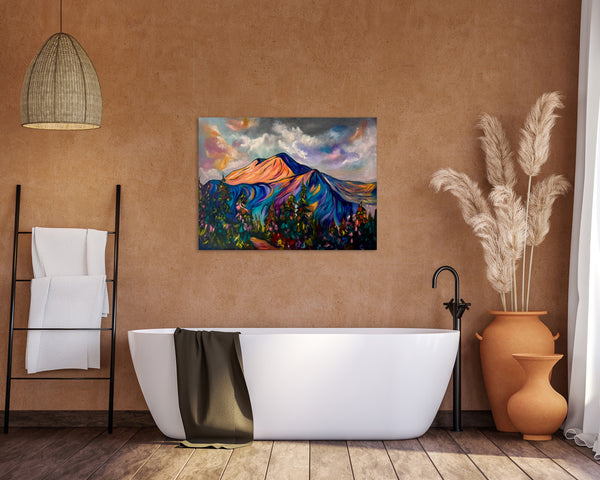 Light Finds the Peak | Original Oil Painting | 18" x 24" Gallery Wrap Canvas
